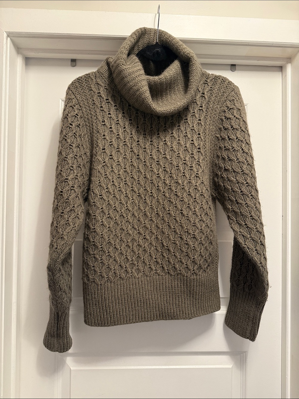 Banana Republic Taupe Cable Knit Turtleneck Sweater